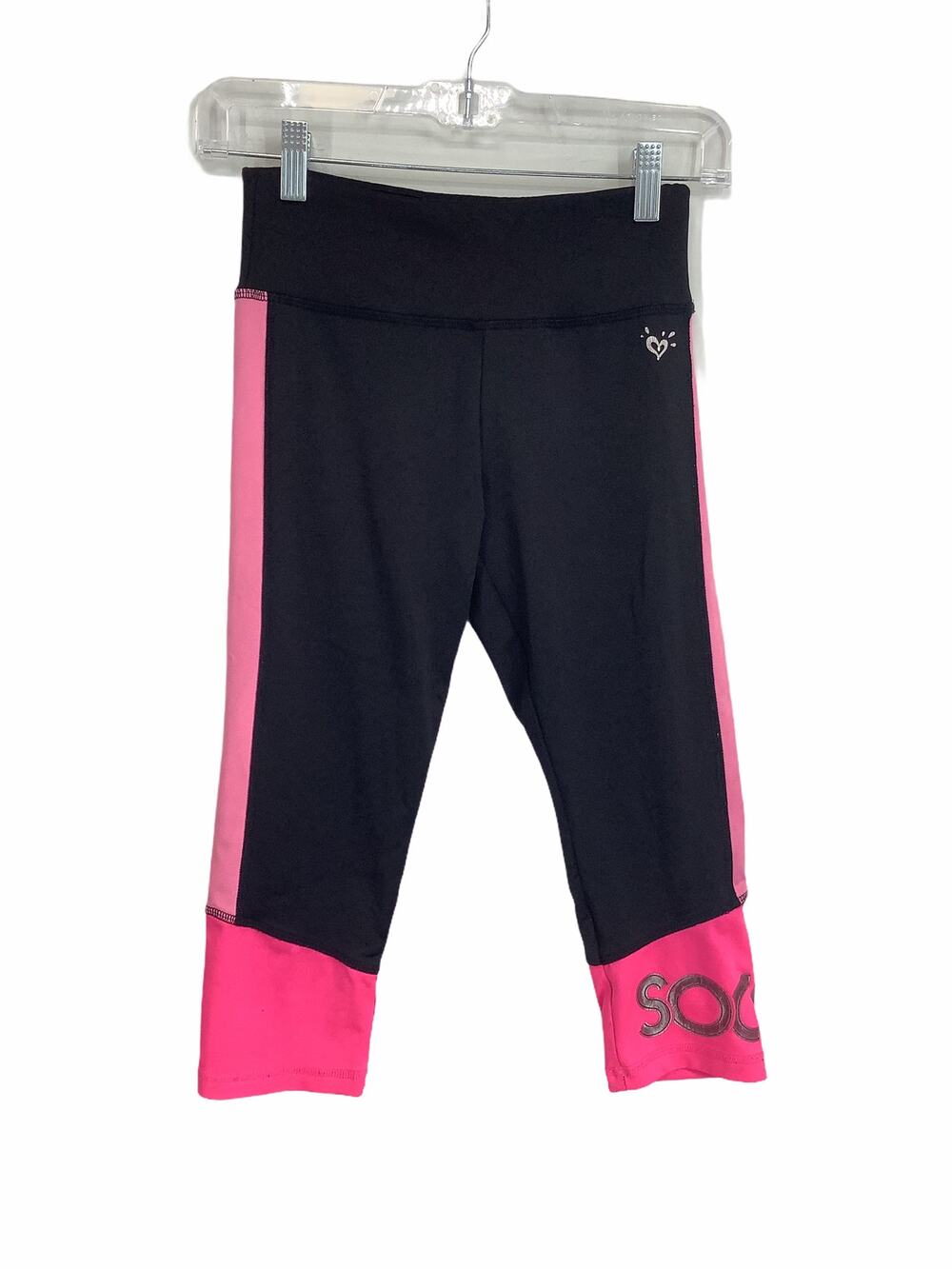 Justice Girl's Black & Pink Athletic Leggings 12